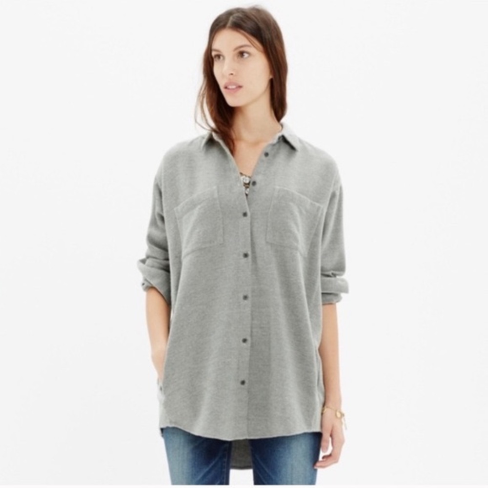 Madewell Flannel Sunday Shirt (Cute Grey Top) XS